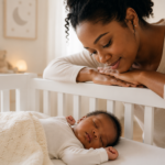 Mom watches cute baby sleep | How babies breathe during the first year | Baby Sleep |SafeSleep