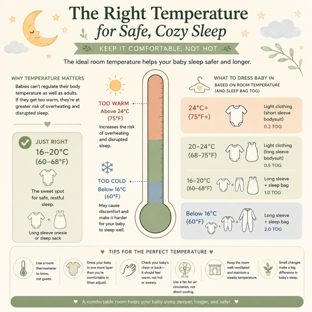 Infographic | Ideal Temperature for Baby Nursery | SafeSleep | Sleep Monitoring Devices