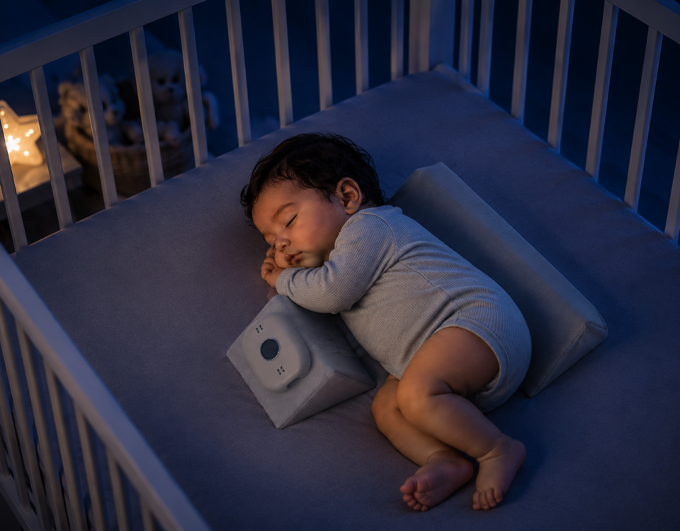 Baby sleeps with a sleep monitor | SafeSleep | Sleep monitoring devices